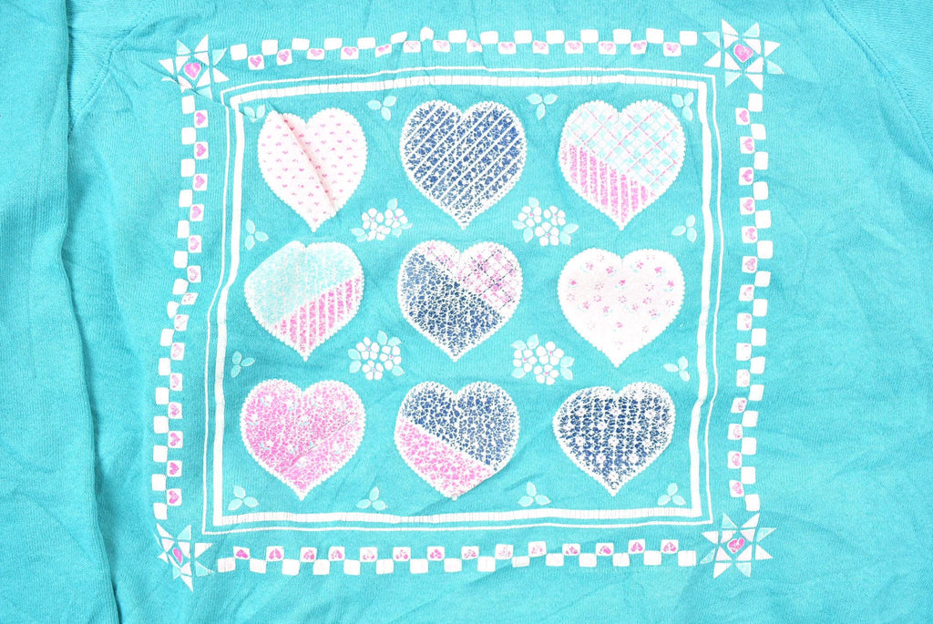 Vintage 1990s Cute Hearts Graphic Print Crewneck Sweater / 90s Crewneck / Grandma Sweater / Streetwear / Made In USA / Love Theme