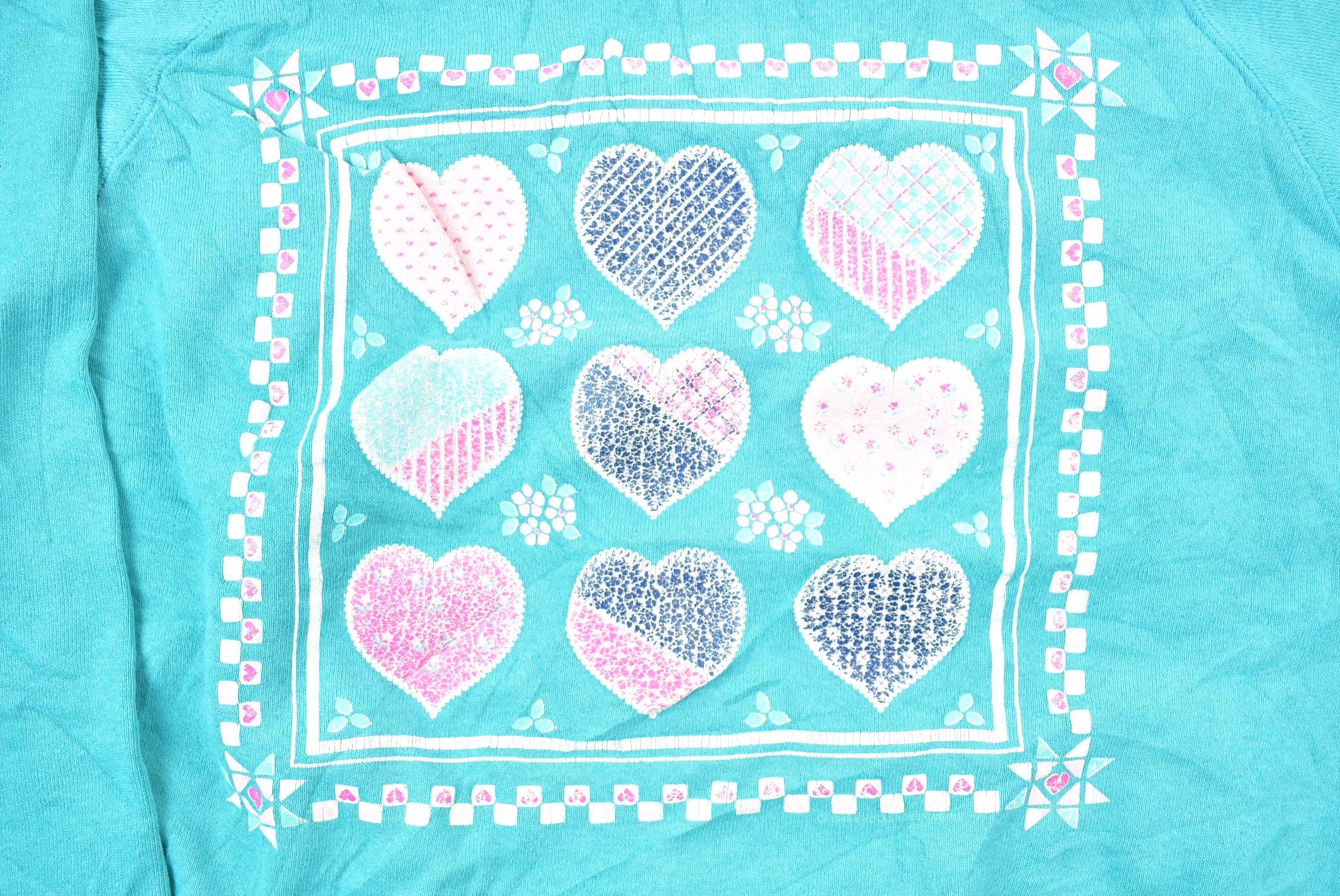 Vintage 1990s Cute Hearts Graphic Print Crewneck Sweater