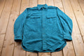 Vintage 1990s LL Bean Blank Turquoise Chamois Cloth Button Up Shirt