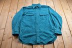 Vintage 1990s LL Bean Blank Turquoise Chamois Cloth Button Up Shirt