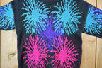 Vintage 1990s Enchante Fireworks Neon Sparkle Knit Crewneck Sweater  90s Crewneck  Made In USA  Preppy Knit