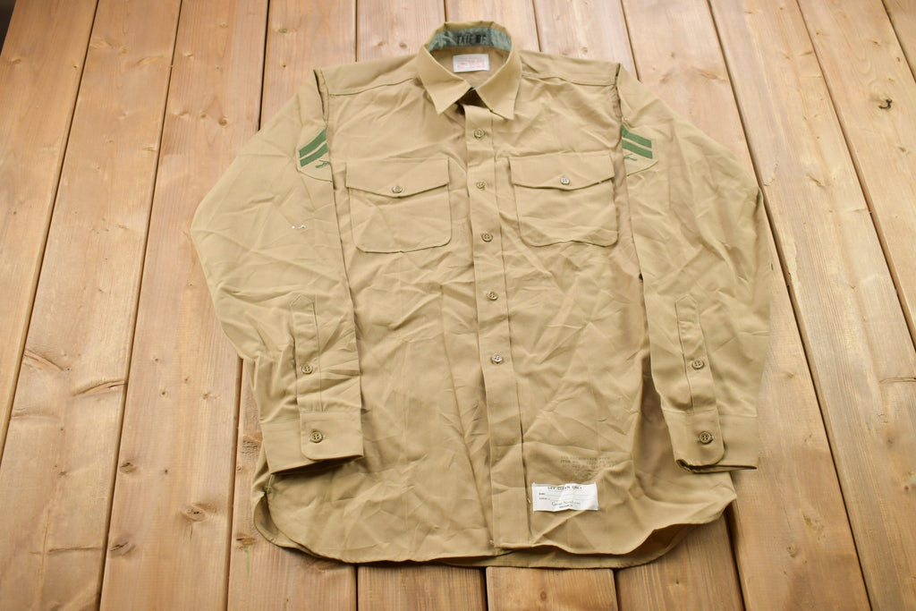 Vintage 1990s Great Northern USMC Blank Button Up Military Shirt