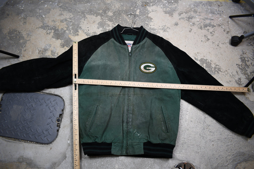 Vintage 1990s Green Bay Packers NFL Suede Letterman Jacket /