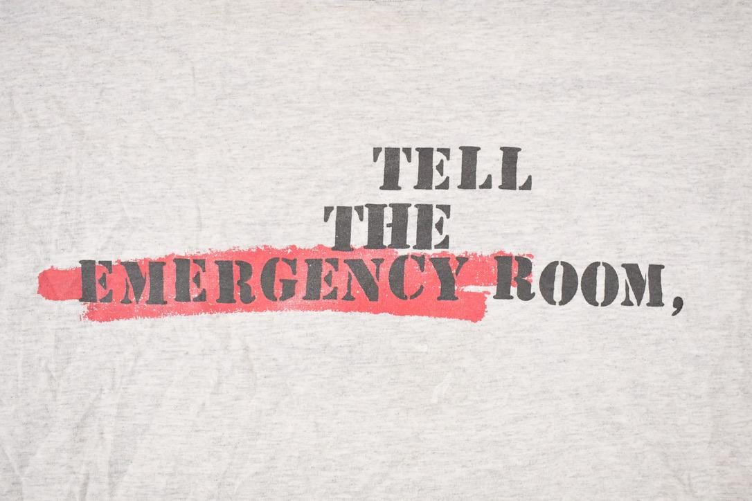 Vintage 1990s Nike Emergency Room Graphic Print Souvenir Basketball T-Shirt Men's L