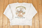 Vintage 1990s Buffalo River Big Buck Cartoon Outdoorsman Crewneck Sweatshirt Men's L