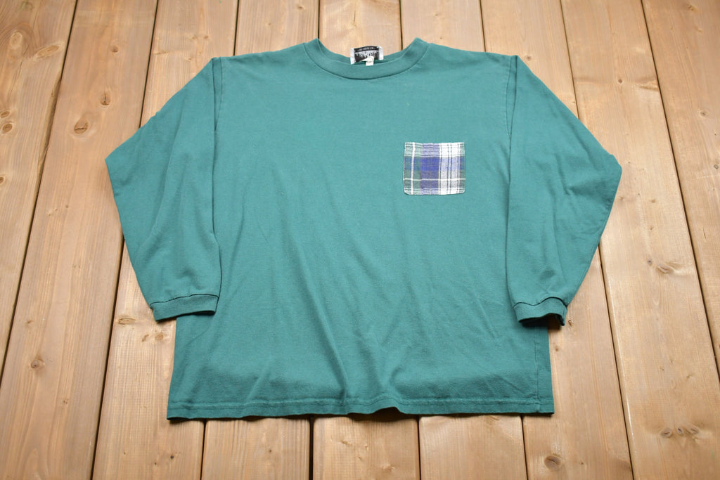Vintage 1990s Metropolitan Long Sleeve Plaid Pocket Long Sleeve