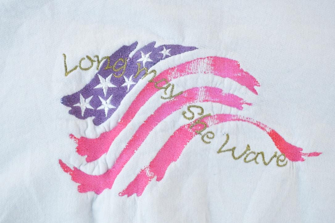Vintage 1990s Pink American Flag Crewneck Sweatshirt