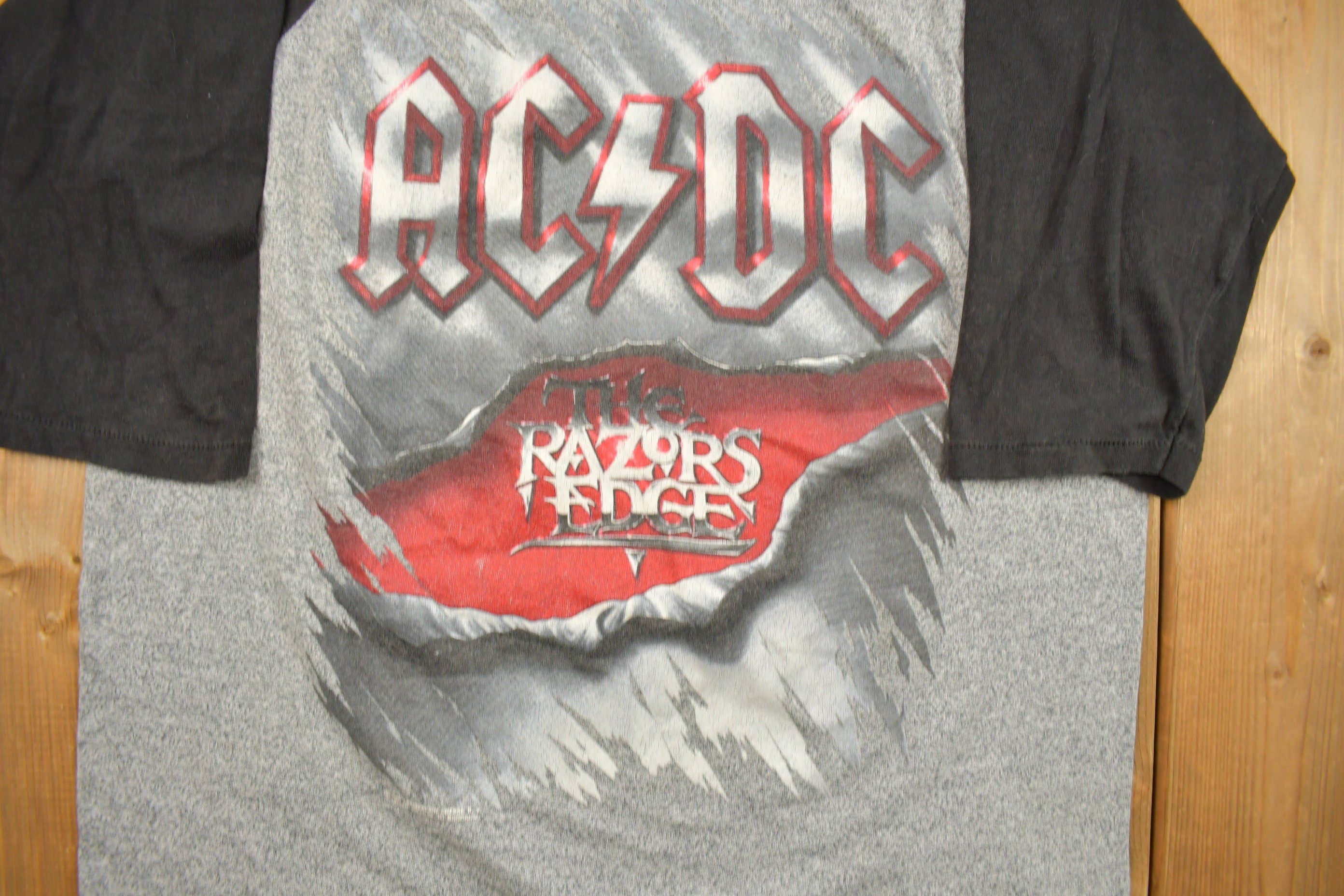 Vintage 1990s ACDC The Razers Edge Tour Band Baseball T-shirt