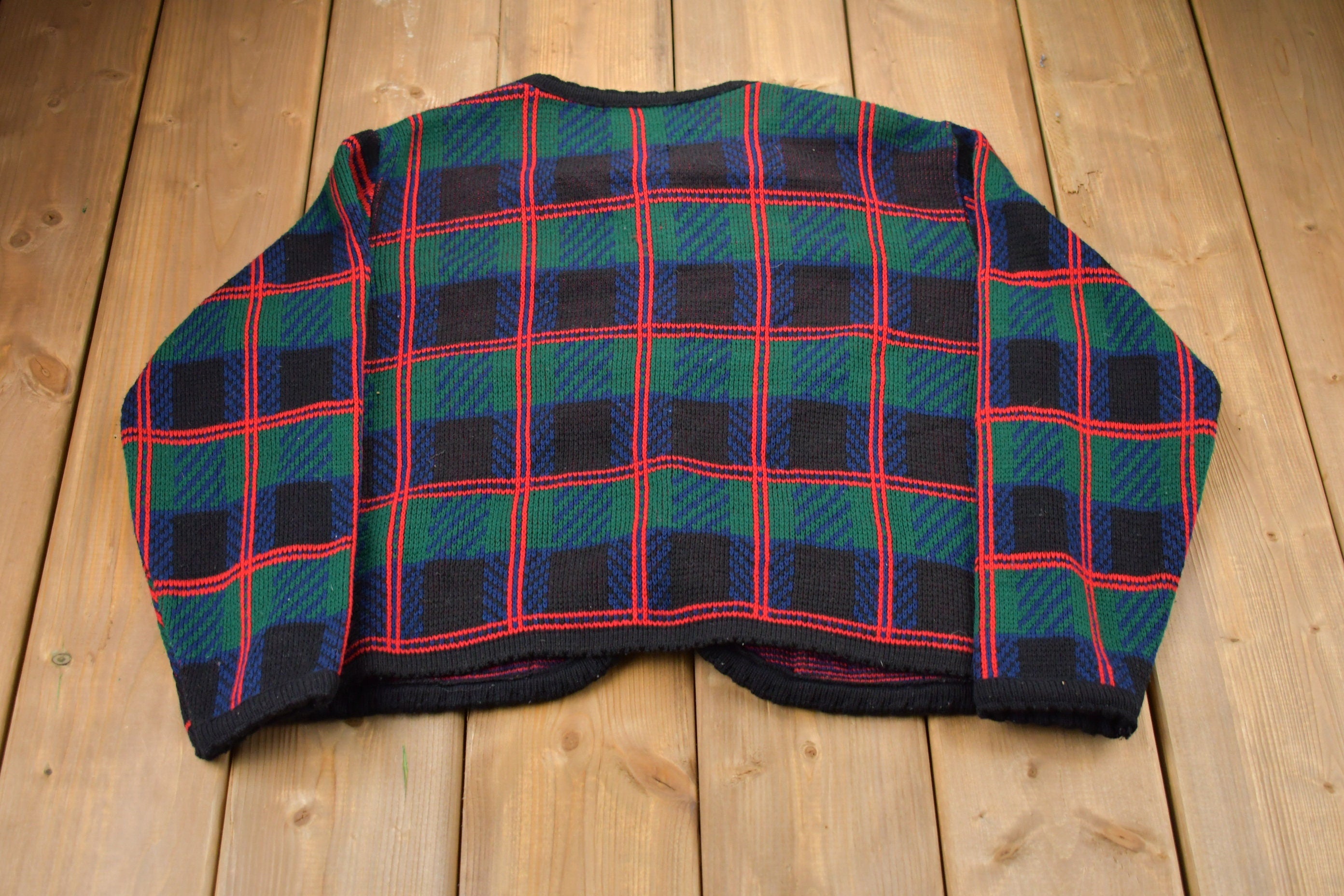 Vintage 1990s Plaid Knitted Sweater
