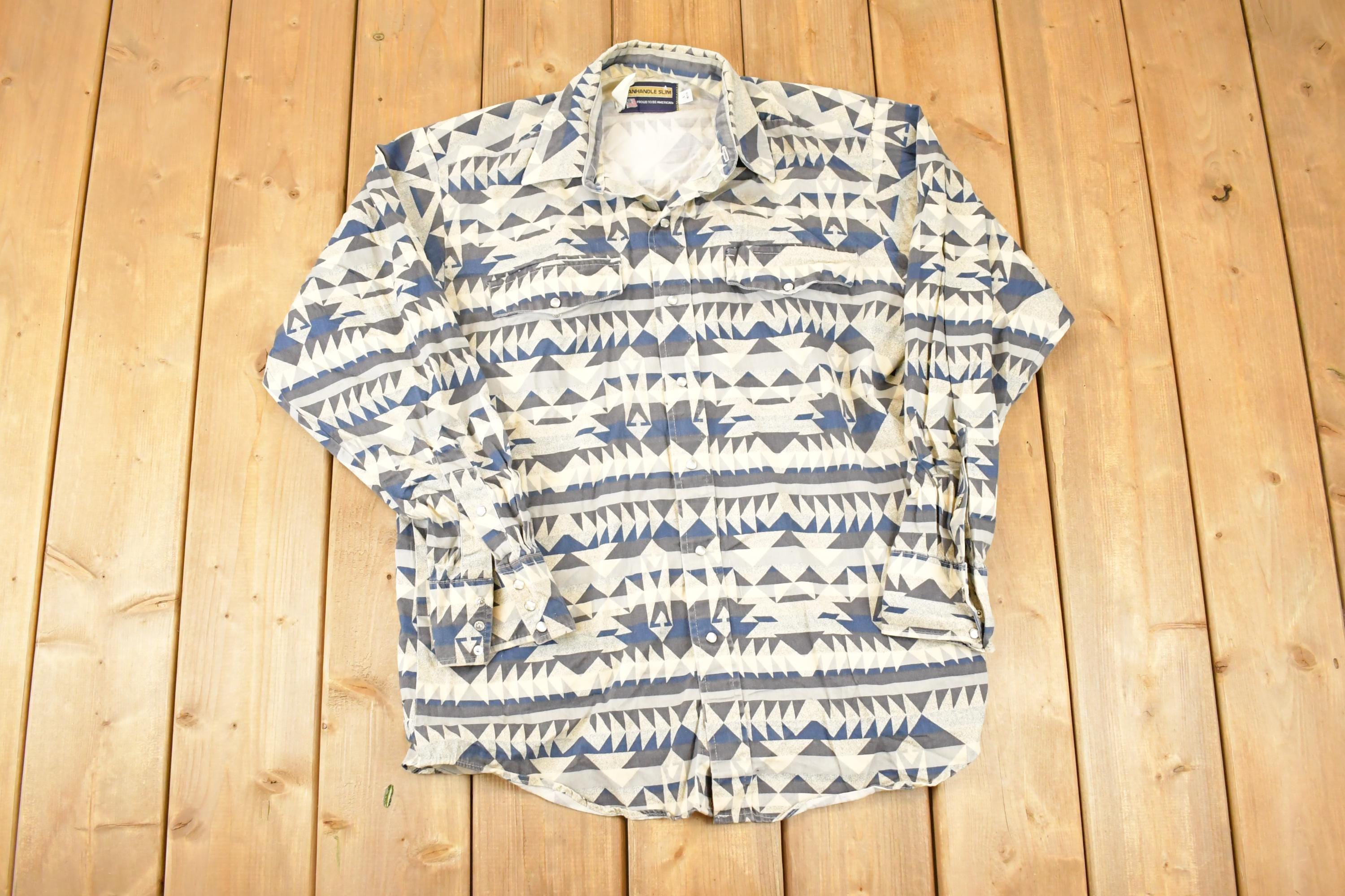 Vintage 1990s Panhandle Slim Abstract Western Button Up Shirt Men's XL