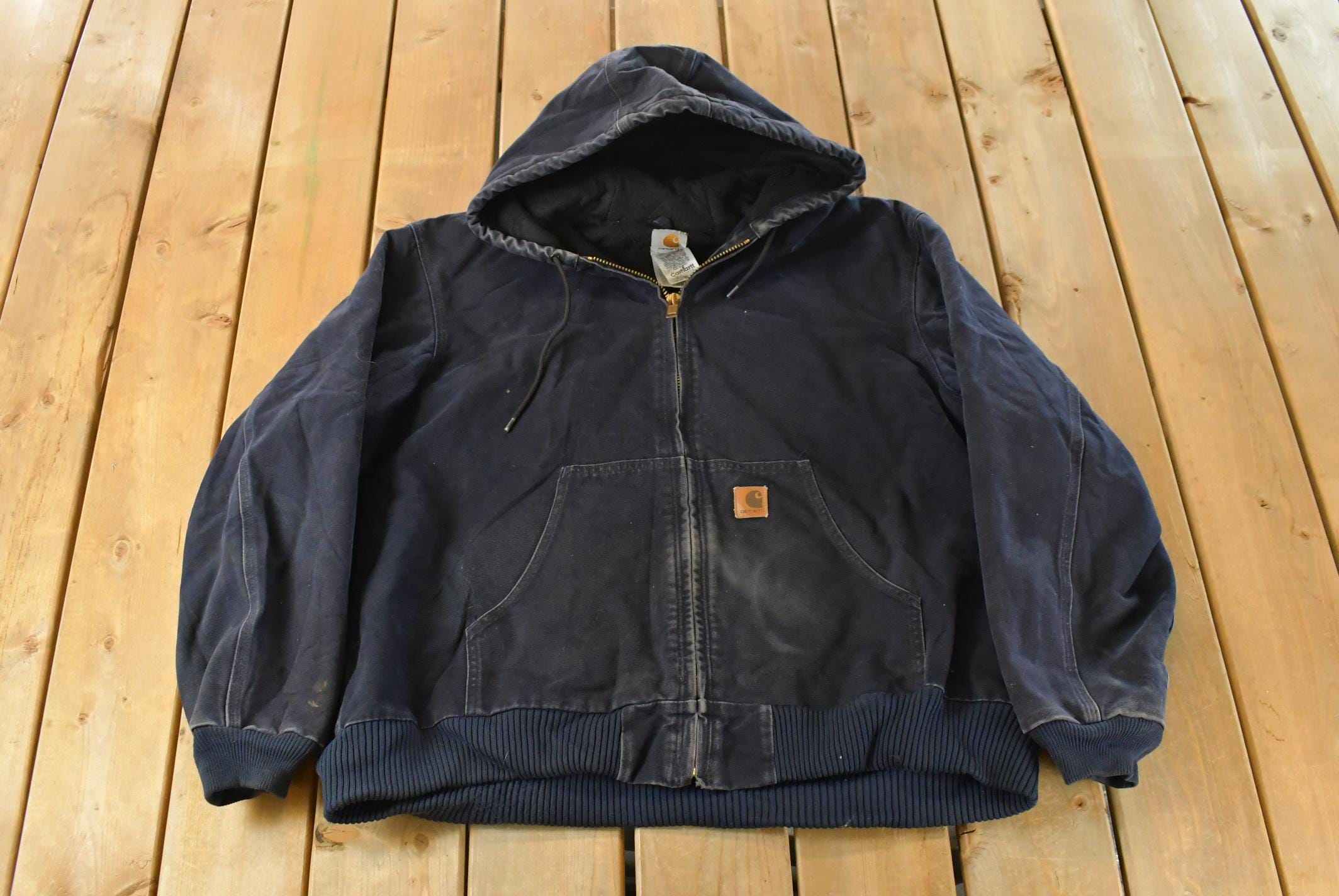 Vintage 1990s Carhartt Distressed Canvas Hooded Jacket Men's 2XL