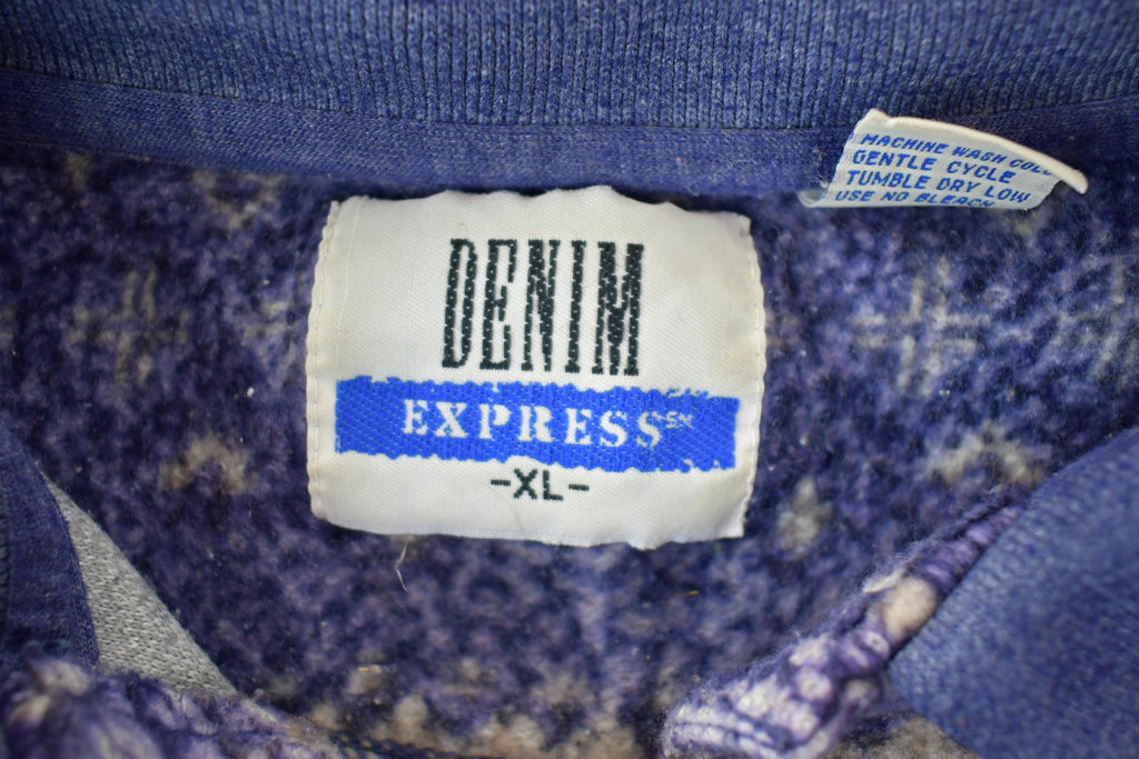 Vintage 1990s Denim Express Fleece 2 Button Collared Sweater
