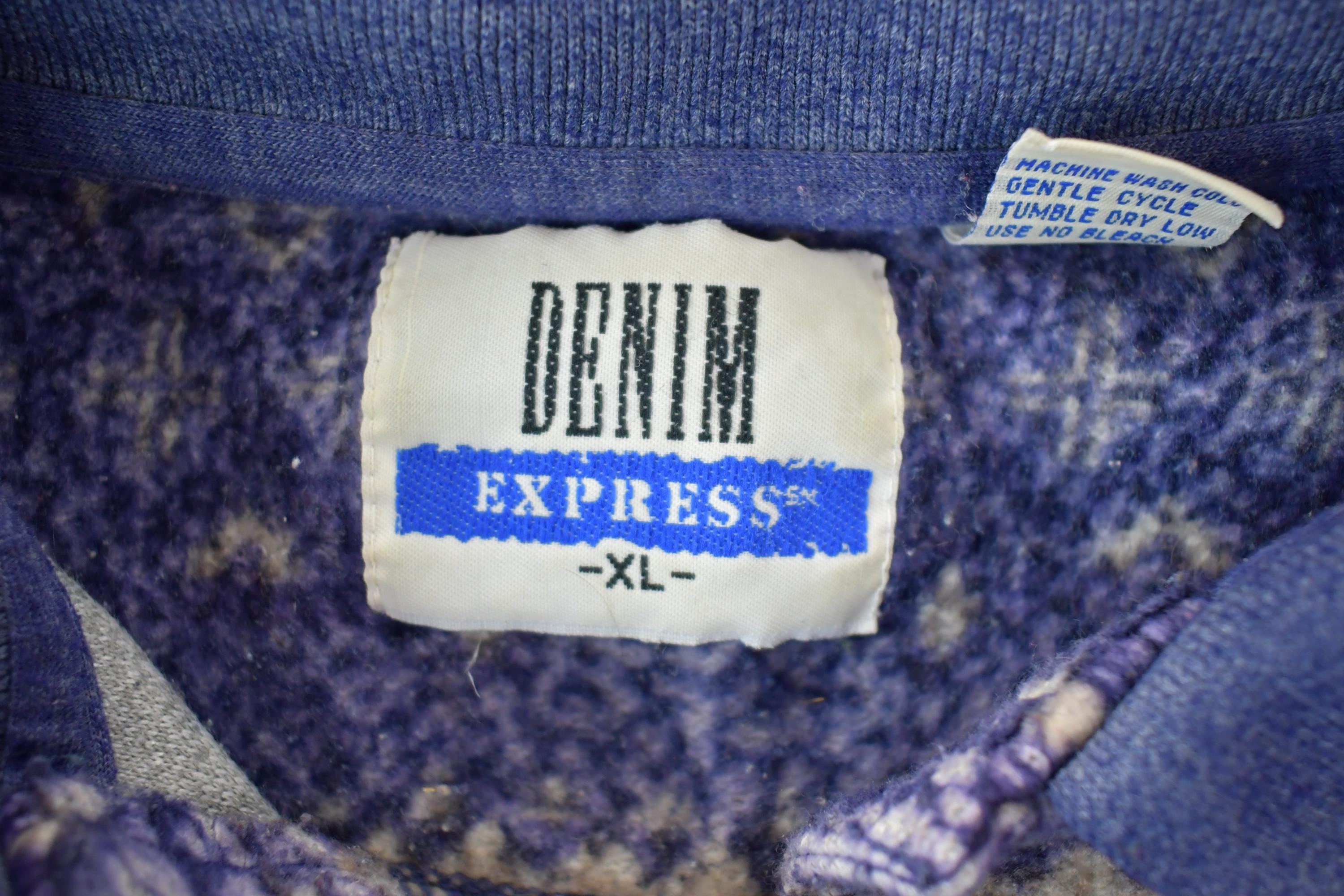 Vintage 1990s Denim Express Fleece 2 Button Collared Sweater