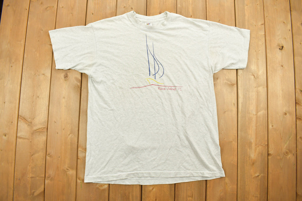 Vintage 1985 Marco Island Sailing Print Souvenir T Shirt