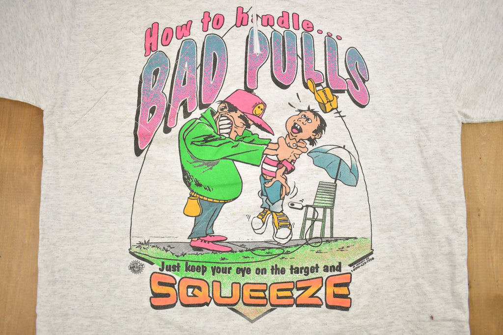 Vintage 1993 "How To Handle Bad Pulls Just Keep your Eye On The Target And Squeeze" Graphic Quarter Zip T Shirt