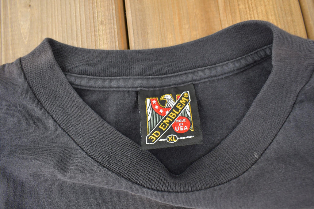 Vintage 1992 Bad To The Bone Single Stitch 3D Emblem T-Shirt Made In USA Size XL