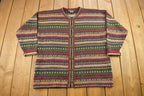 Vintage 1990s Daniel Hetcher Striped Knitted Cardigan Sweater