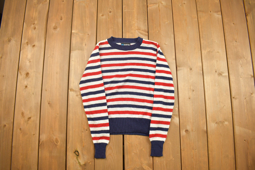 Vintage 1980s Womens Pant-her Striped Crewneck Sweatshirt