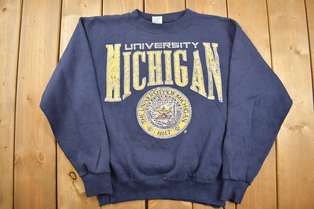 Vintage 1990s University Of Michigan Collegiate Crewneck  Embroidered  NCAA Sweatshirt  Sportswear  Americana  Galt Sand Sweatshirt