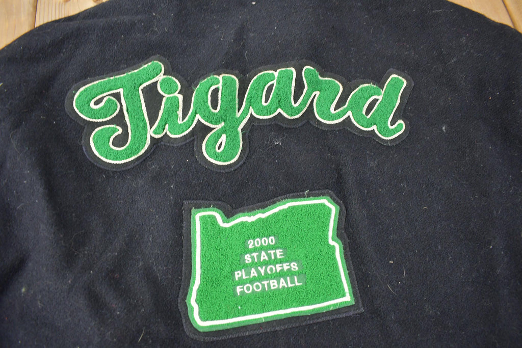 Vintage 1998 Tigard Leather & Wool Varsity Football Jacket Made In USA Size 48