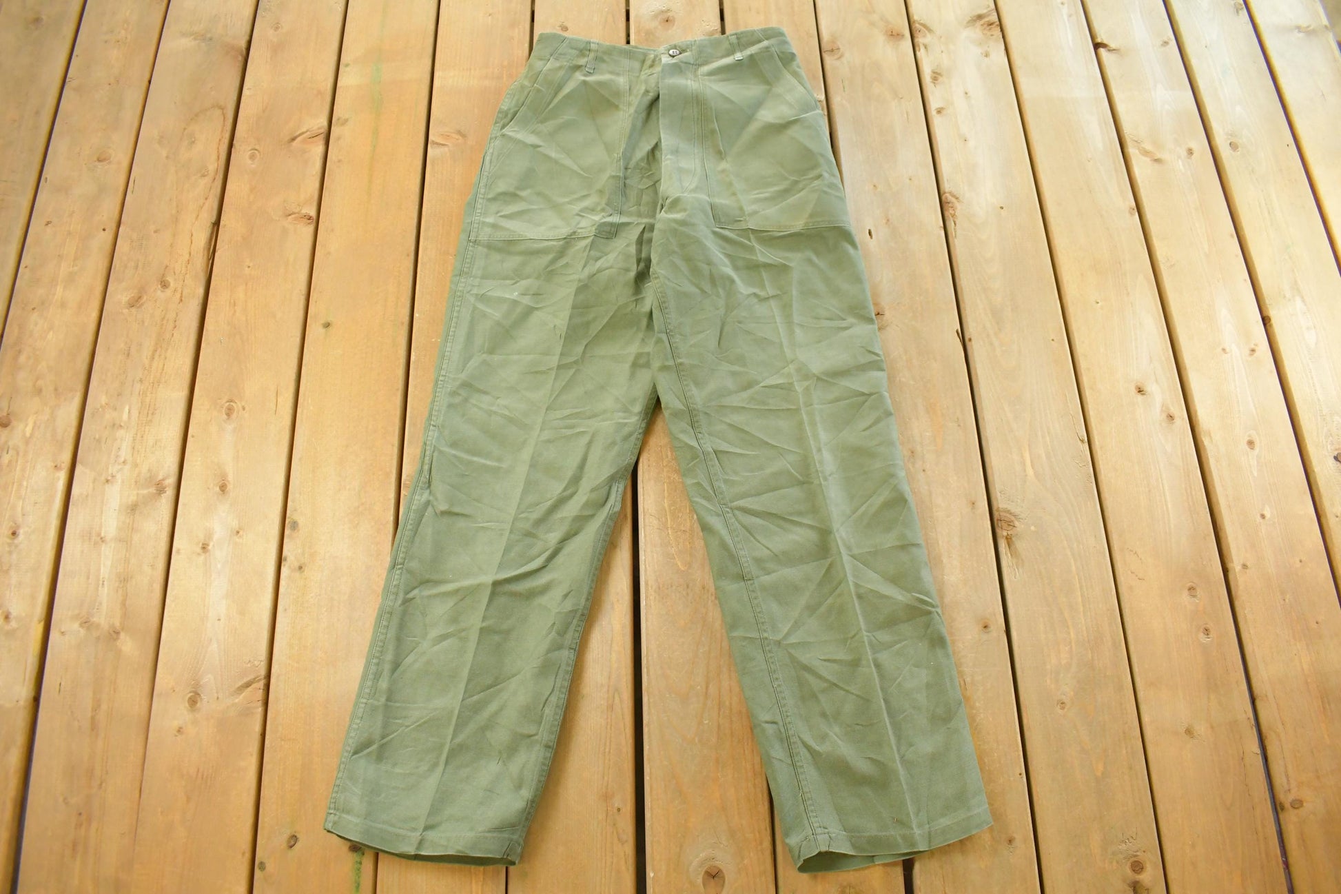 Vintage 1970s Military OG-107 Starched Sateen Fatigue Pants Men's 30 x 32
