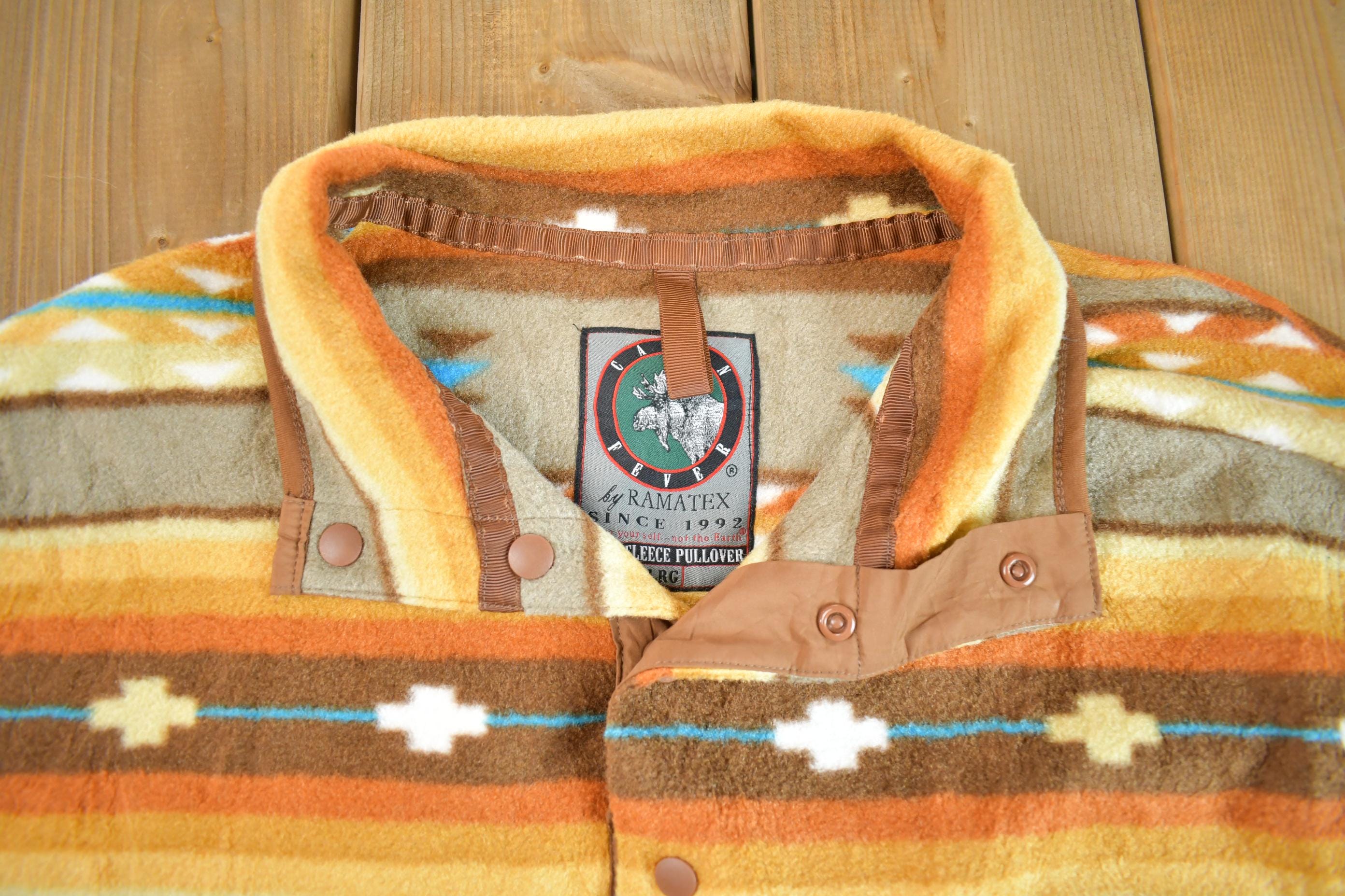 Vintage 1990s Cabin Fever Pullover Aztec Fleece Sweater - Medium