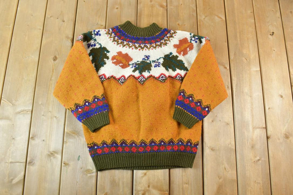 Vintage Y2K Gap Fall Theme AOP Knit Crewneck Sweater