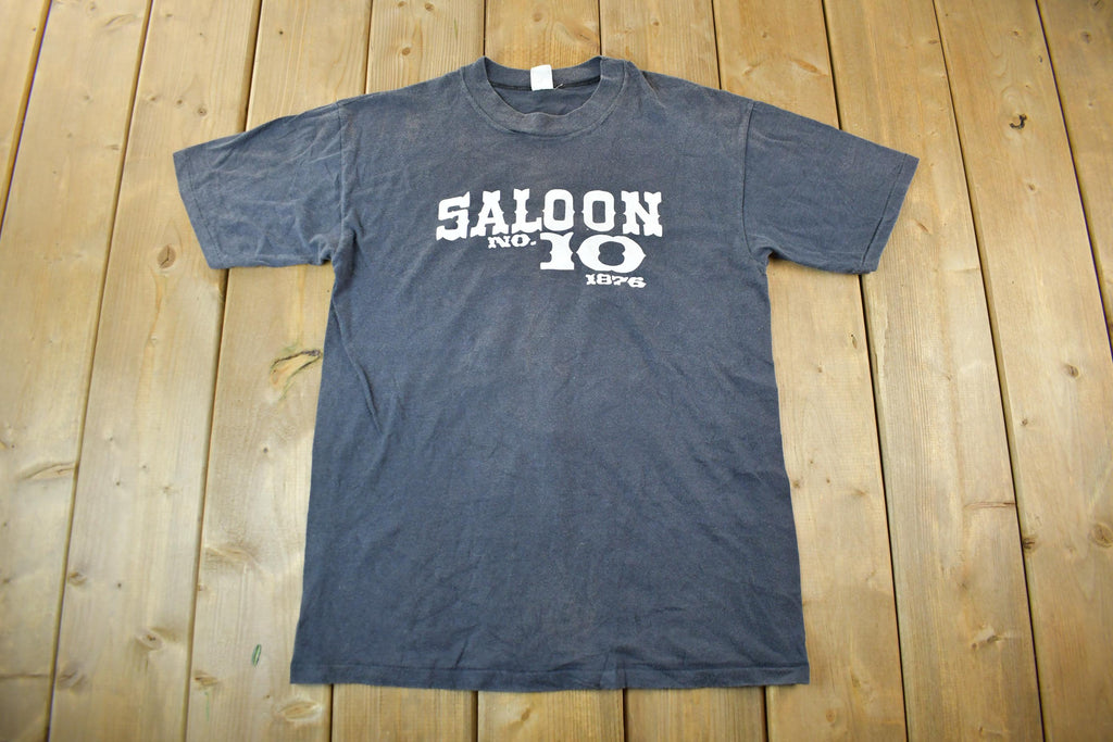 Vintage 1980s Saloon No. 10 Bar Biker Sun Faded Graphic T Shirt Men's Medium