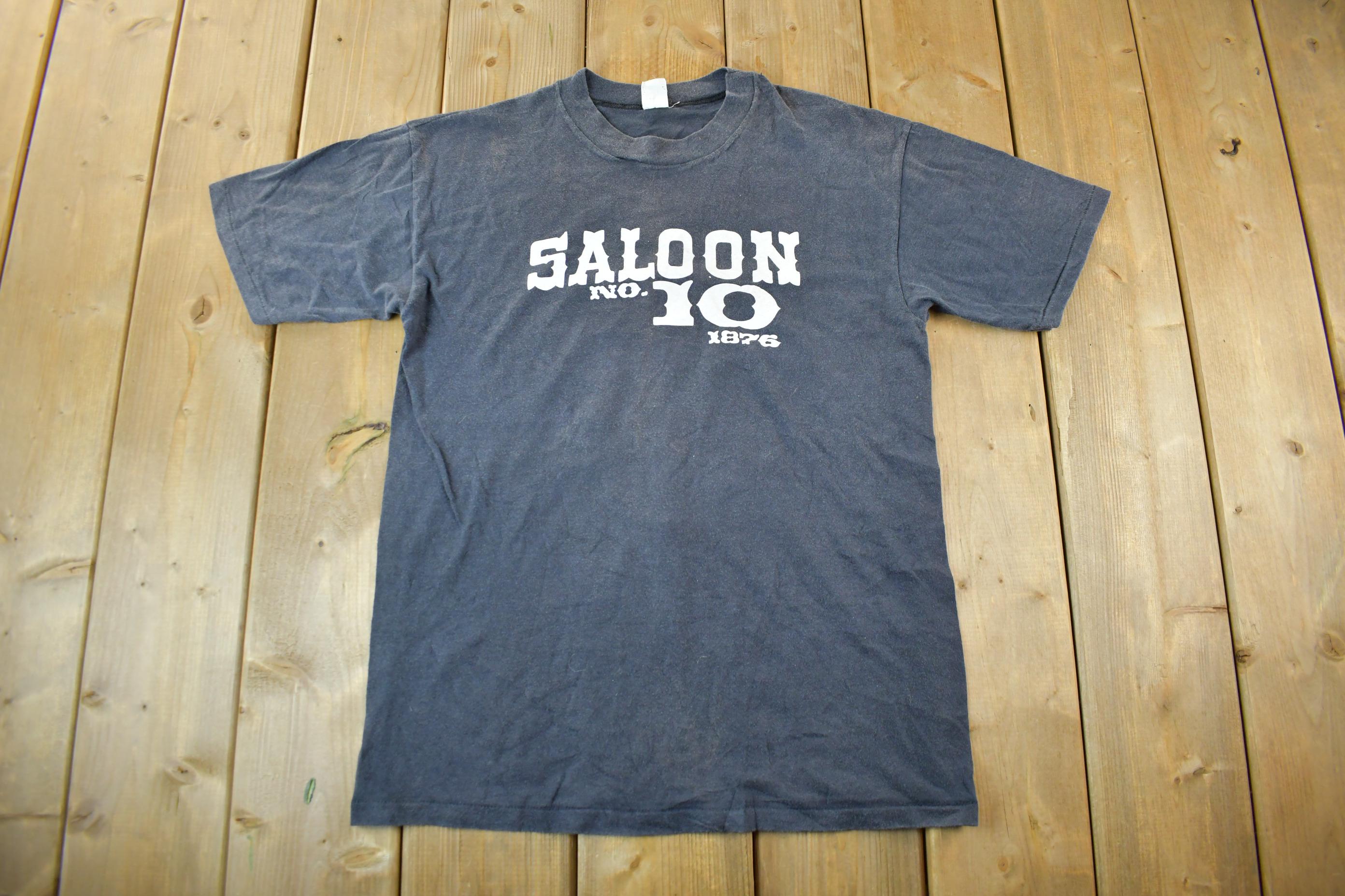 Vintage 1980s Saloon No. 10 Bar Biker Sun Faded Graphic T Shirt Men's Medium