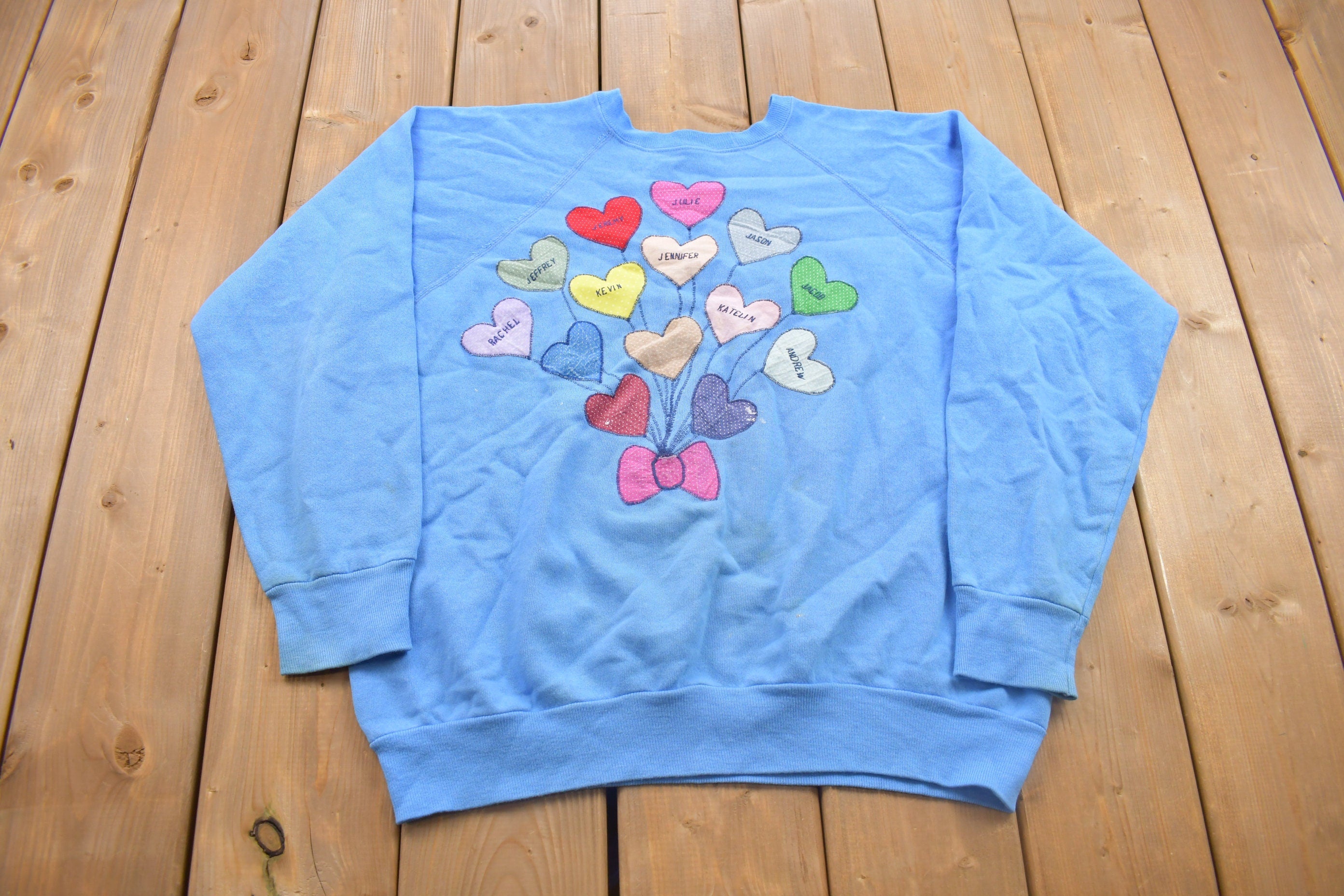 Vintage 1980s Name Flowers Raglan Crewneck Sweatshirt