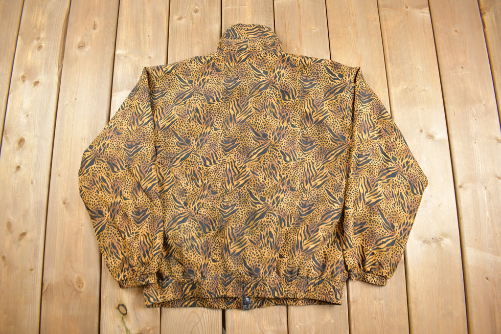 Vintage 1990s Stunt Sports Leopard Print Windbreaker Jacket