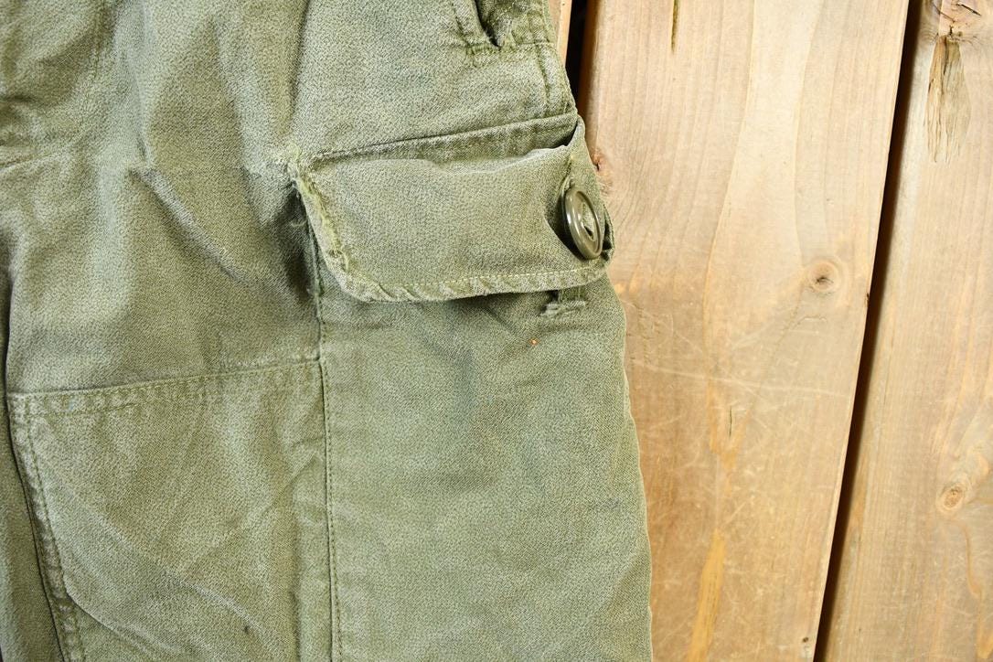 Vintage 1960s OG 107 Army Green Military Cargo Pants Size 28 x 27