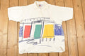 Vintage 1990s New Port Blue Quarter Button FAB Abstract Shirt Men's XL