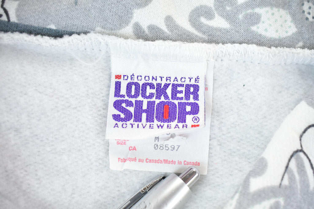 Vintage 1990s Locker Shop Activewear Patterned Graphic Turtleneck Zip Sweatshirt / Made In Canada / 90s Crewneck / Canadian Vintage