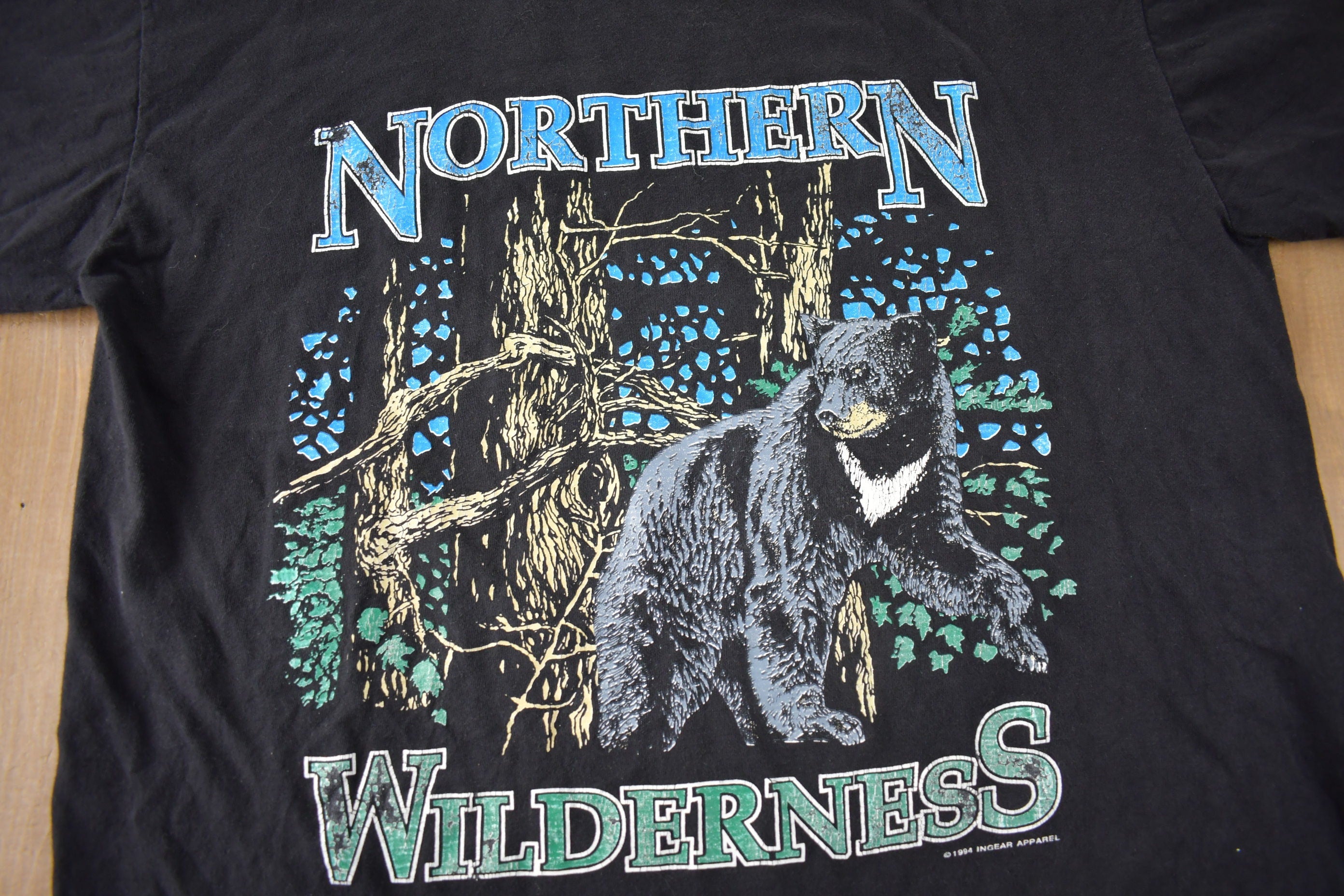Vintage 1994 Northern Wilderness Bear Theme Single Stitch Graphic T-Shirt