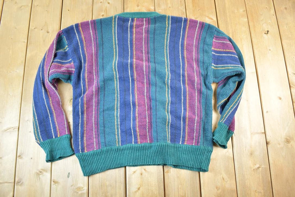 Vintage 1990s Boston Traders Knit Abstract Pattern Crewneck Sweater Mens M
