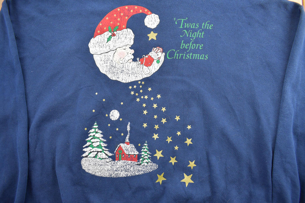 Vintage 1990s Blue Cute Christmas Crewneck Sweater