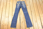 Vintage Deadstock Y2K Grace In LA Bedazzled Bootcut Low Rise Jeans Women's Size 27 x 32