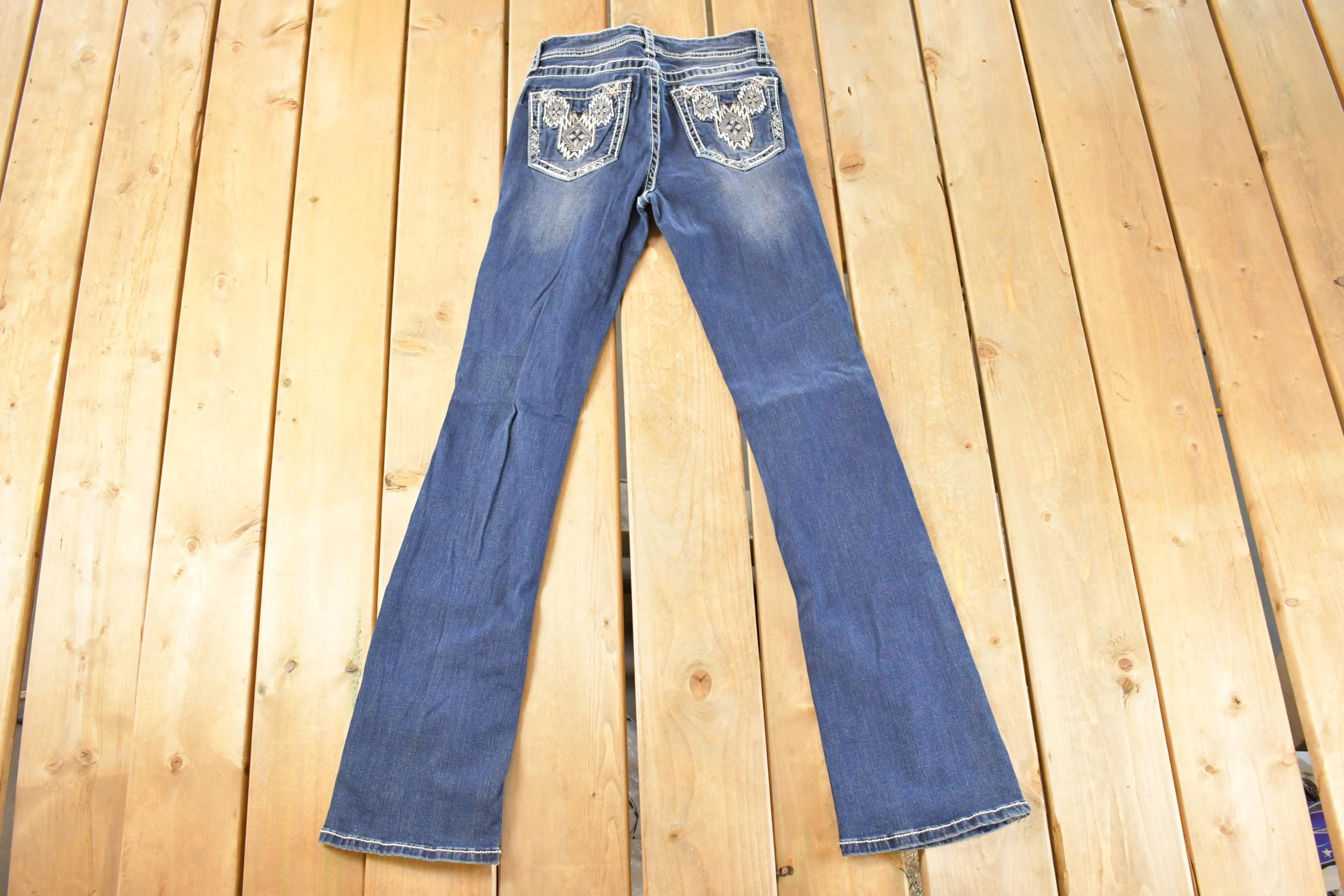 Vintage Deadstock Y2K Grace In LA Bedazzled Bootcut Low Rise Jeans Women's Size 27 x 32
