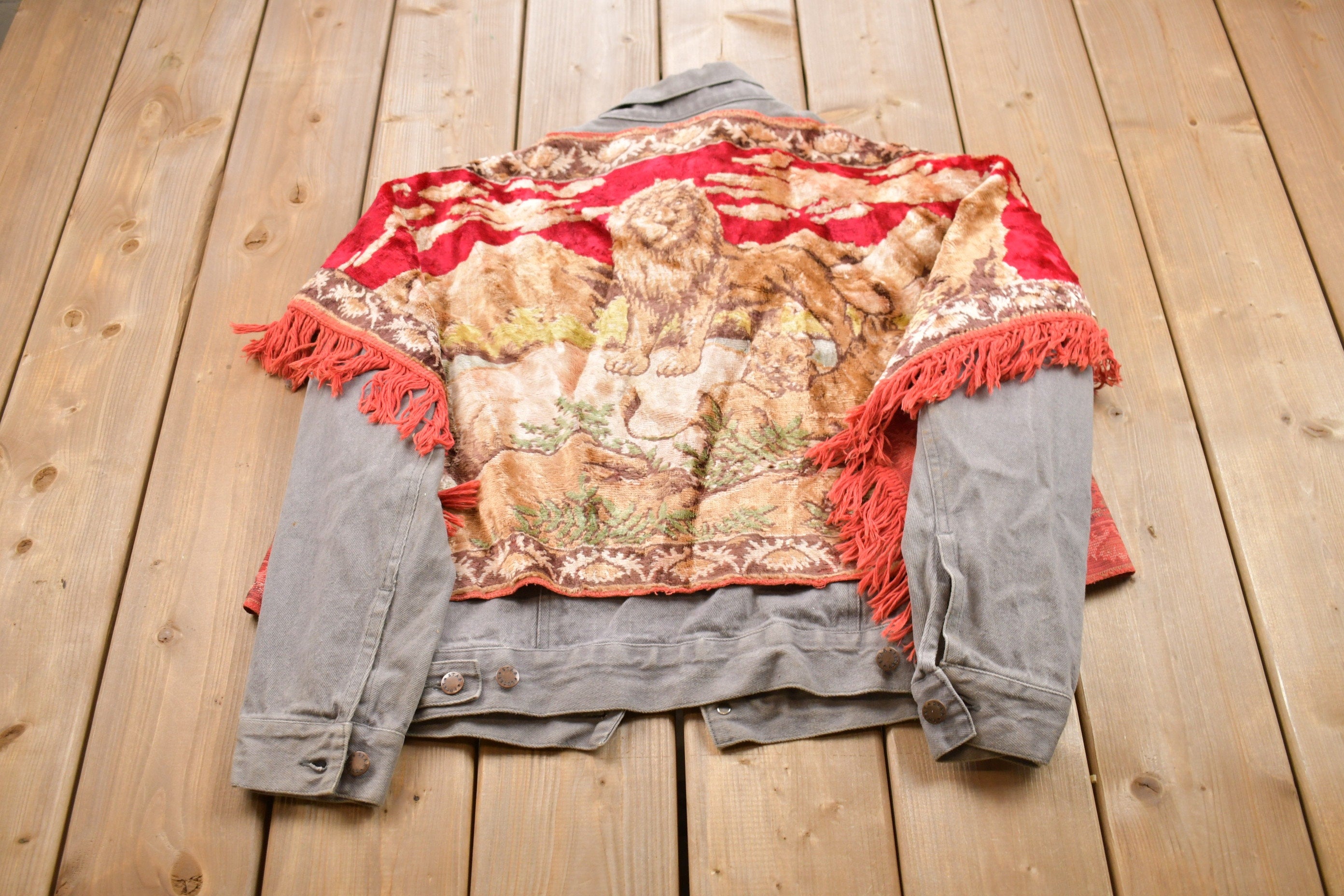 Vintage 1990s Denim Carpet Jean Jacket  Vintage Denim  Streetwear  Vintage Fall Outerwear  Fall Jacket  Levi's denim  Rug Jacket