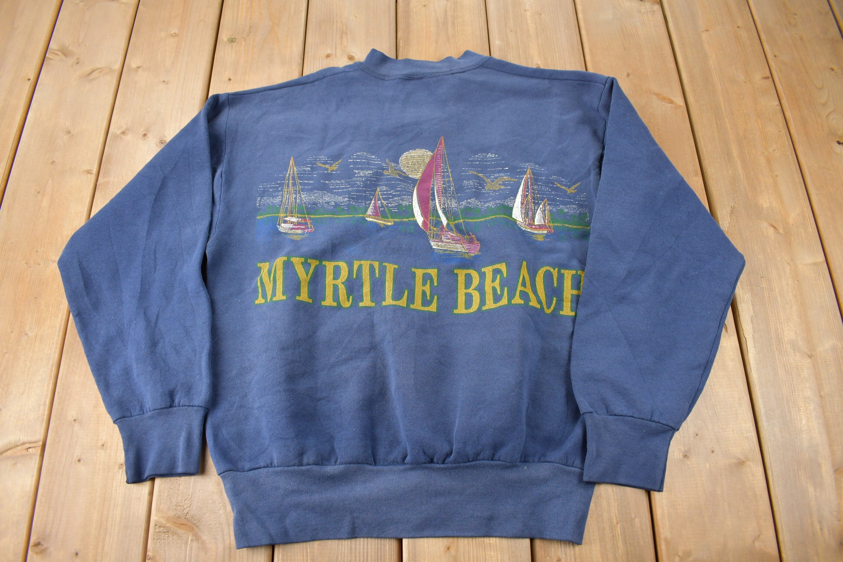 Vintage 1990s Myrtle Beach Double Sided Souvenir Crewneck Sweatshirt Made In USA