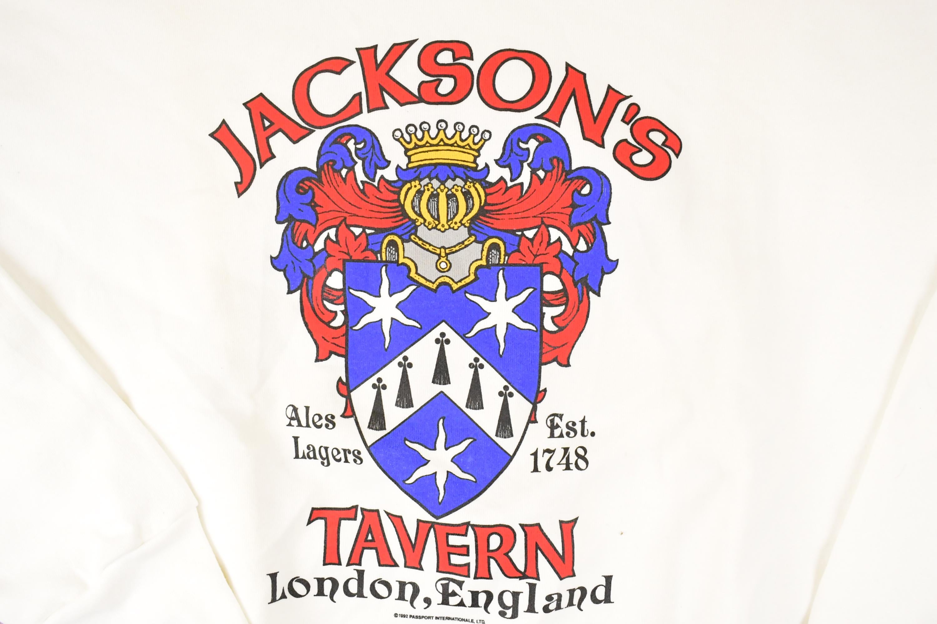 Vintage 1992 Jackson's Tavern London England Graphic Print Crewneck Sweatshirt Mens XL