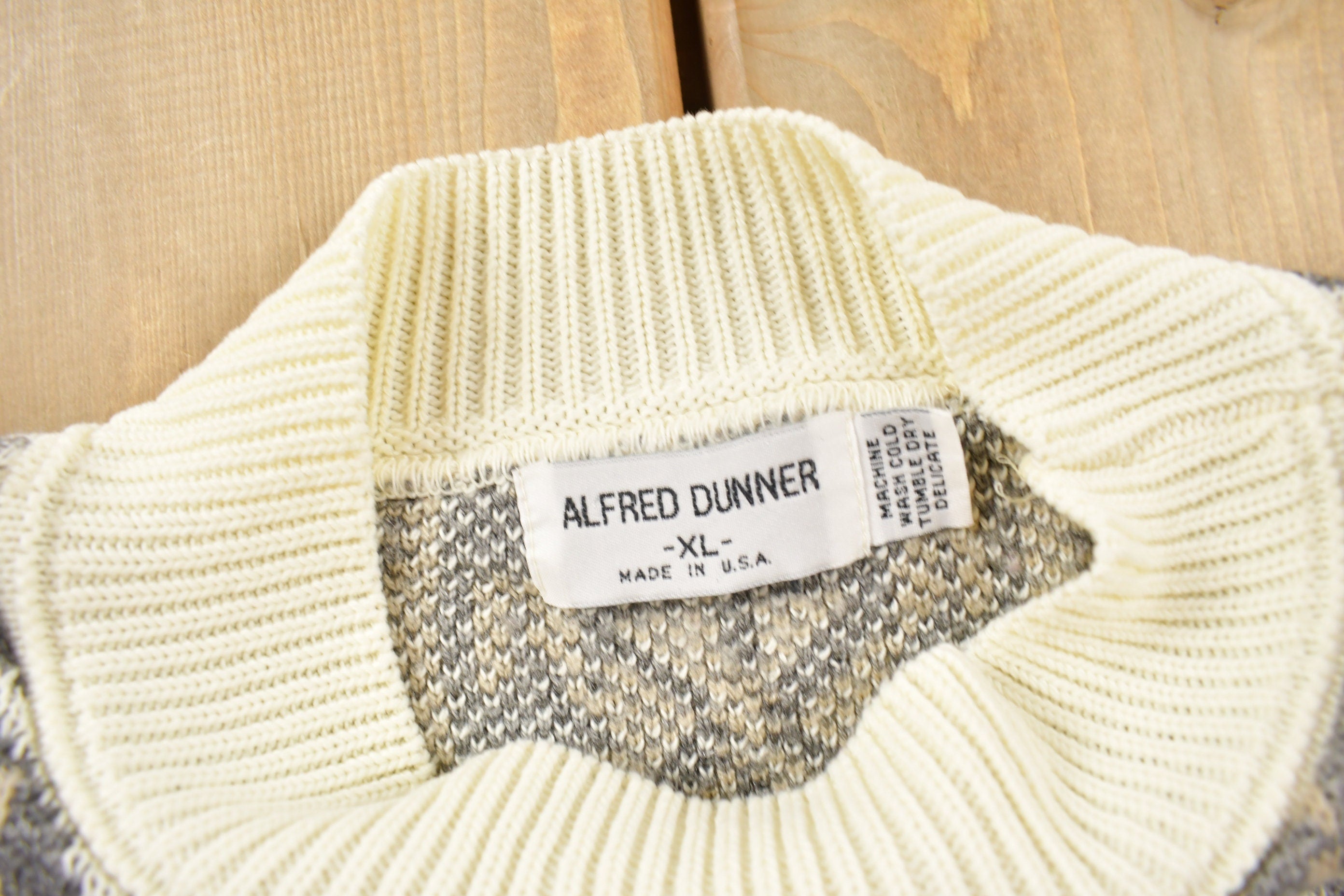 Vintage Alfred Dunner Knitted Patchwork Mock Neck Sweater