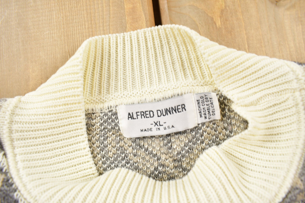Vintage Alfred Dunner Knitted Patchwork Mock Neck Sweater