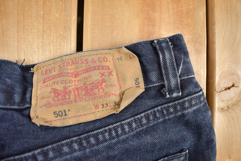 Vintage 1990s Levi's 501 Navy Blue Denim Jeans Size 32 x 33