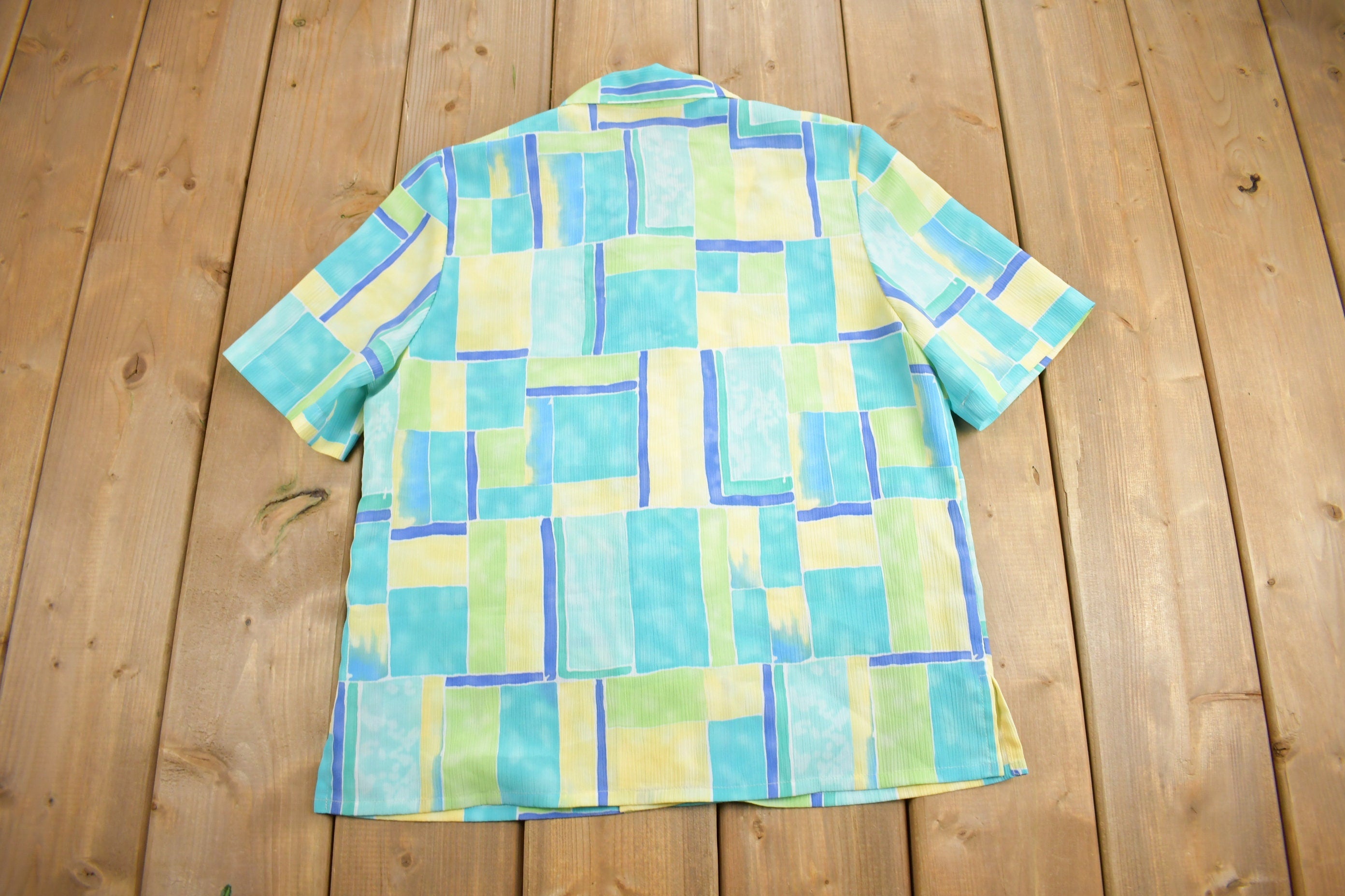 Vintage 1990s Alia Patchwork Button Up T Shirt /