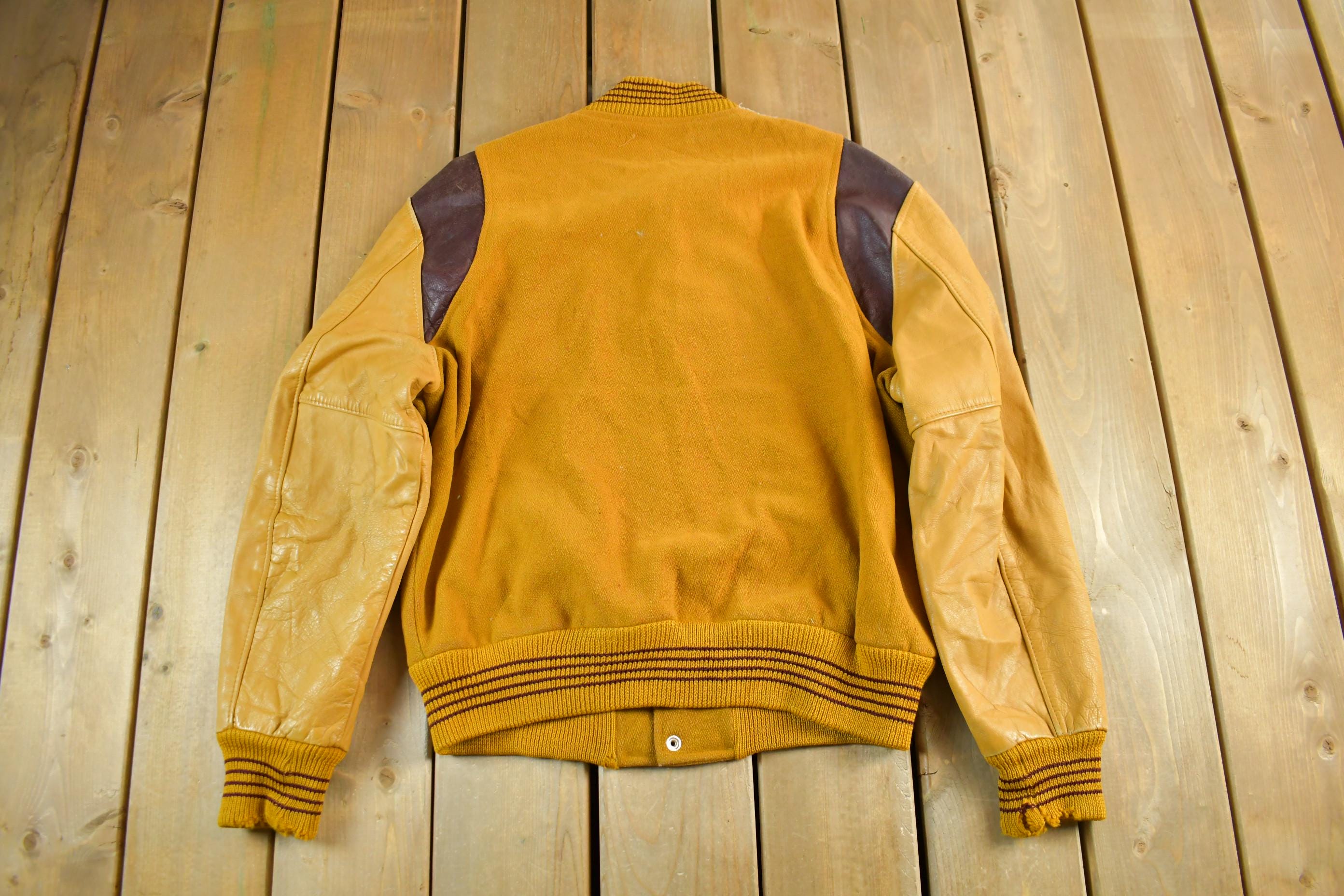 Vintage 1960s Wool Leather Varsity Jacket Men's Medium