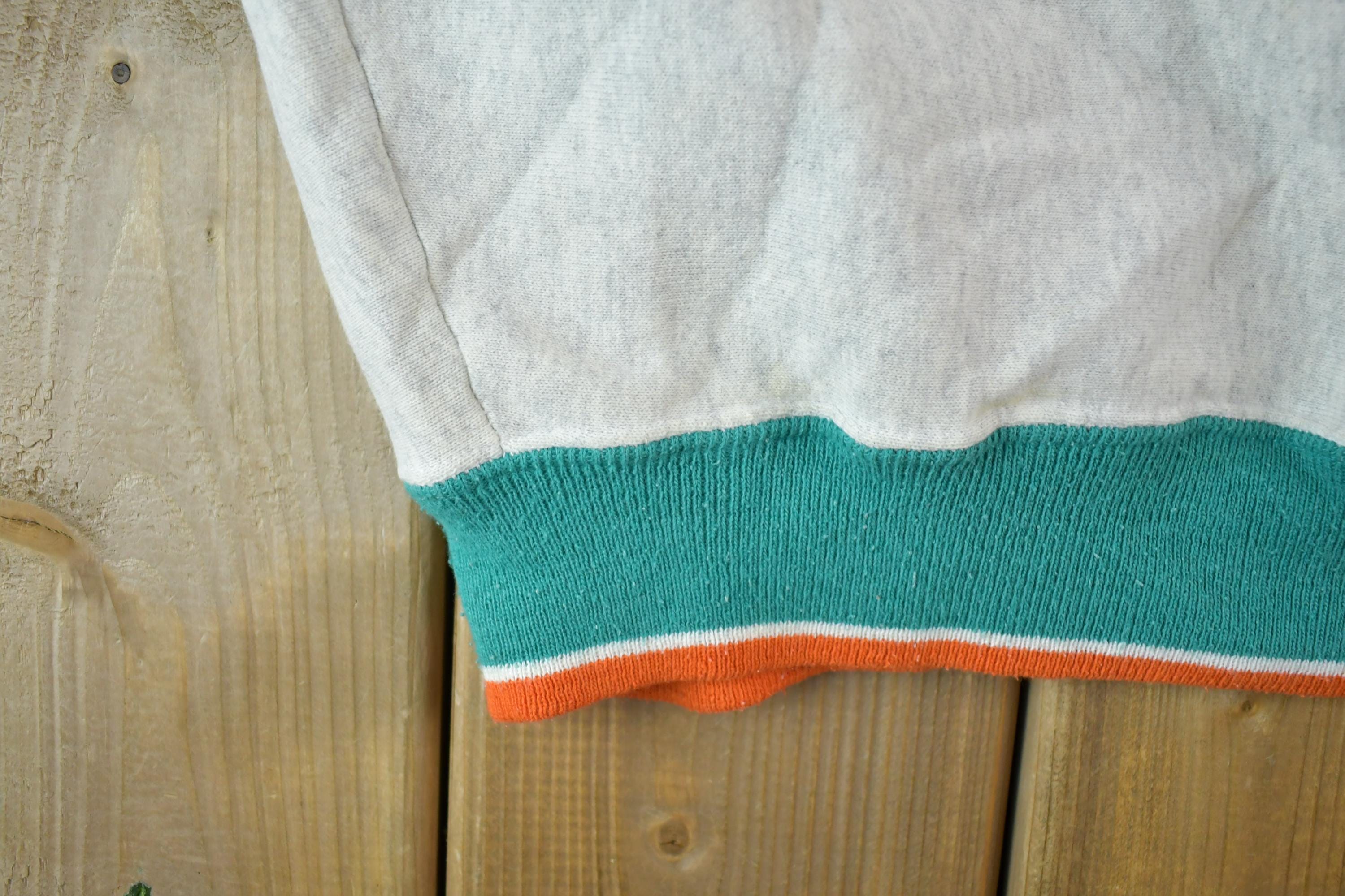 Vintage 1990s Miami Dolphins Rare NFL Crewneck Sweatshirt / Made In USA / Football / Sportswear / Americana