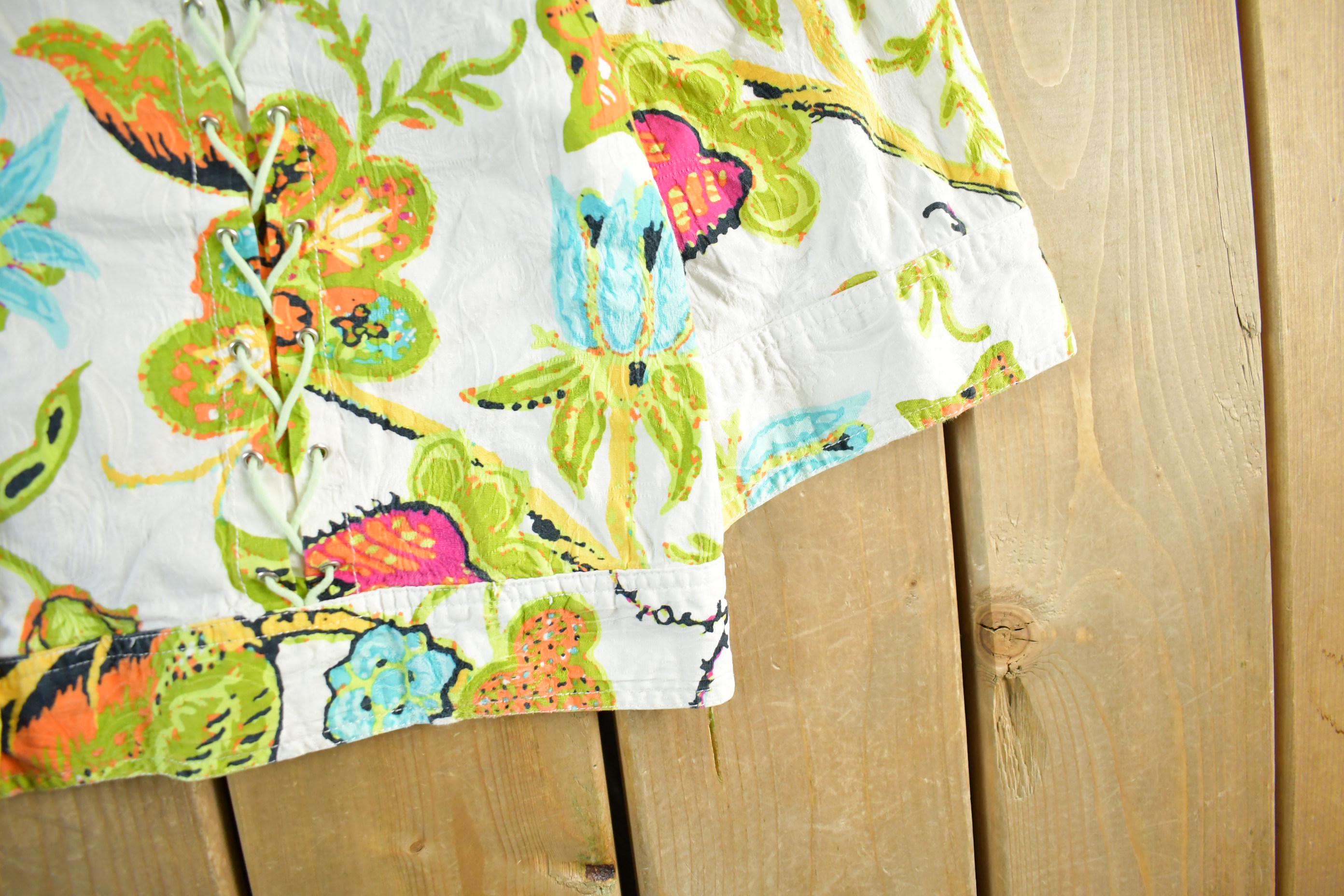 Vintage 1990s Multiples All Over Print Floral Blazer Button Up Jacket Women's Large