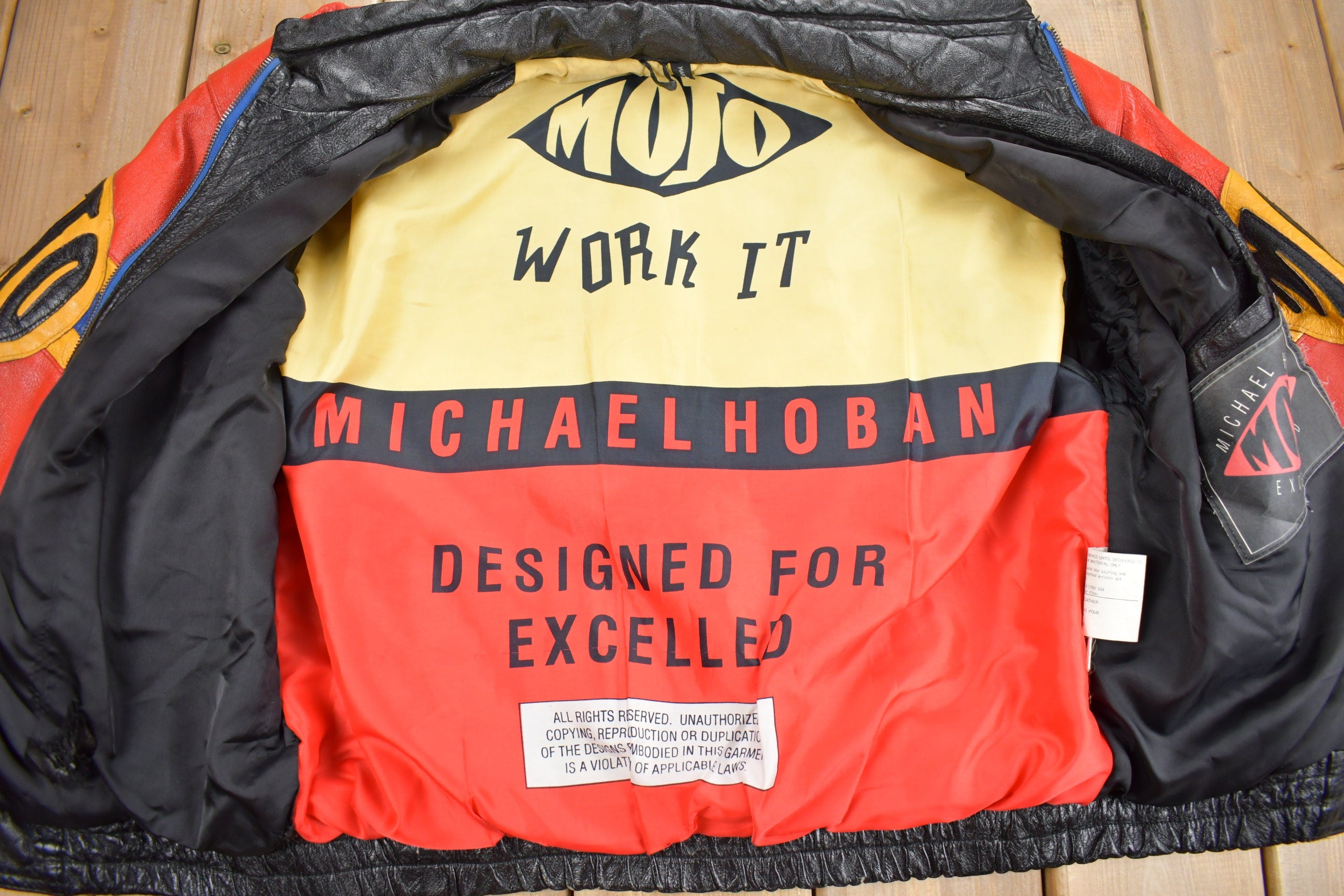 Vintage 1990s Micheal Hoban MOJO Patchwork Leather Jacket